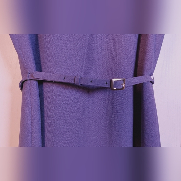 Casual Corner Purple Sleeveless Belted Sheath Dress Size 12 Lined Career Slit - Picture 4 of 14